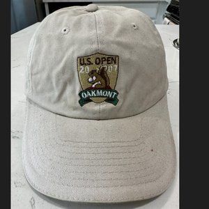 Snap Back Cap US Open Oakmont 2007 Beige, PGA Member, Embroidered